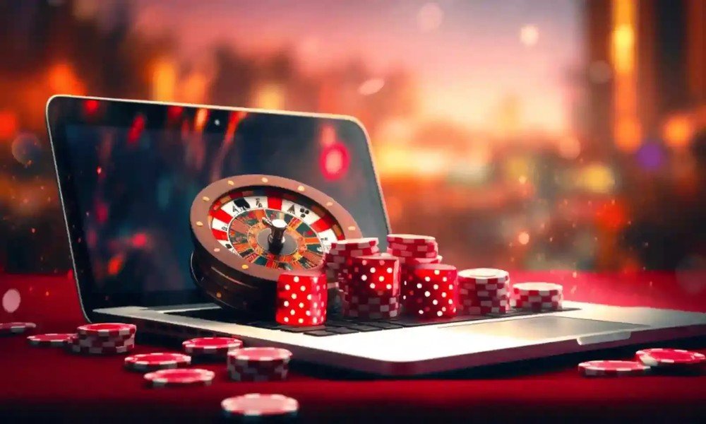 Which background music sets moods during sessions in an online casino?